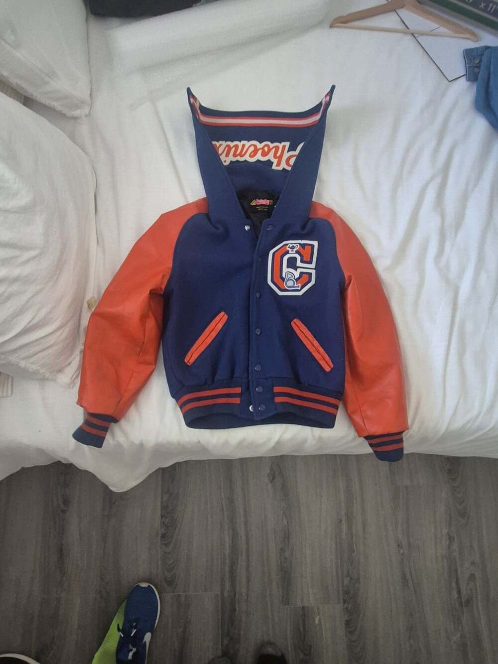Mill Creek Classics Varsity Jacket Size XL Youth Blue Leather Wool Phoenix